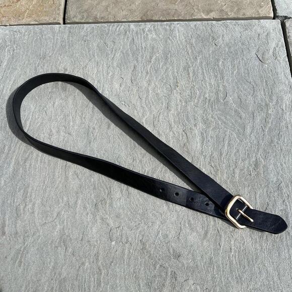 Vintage 90s Black Leather Belt Made in USA - Picture 1 of 5